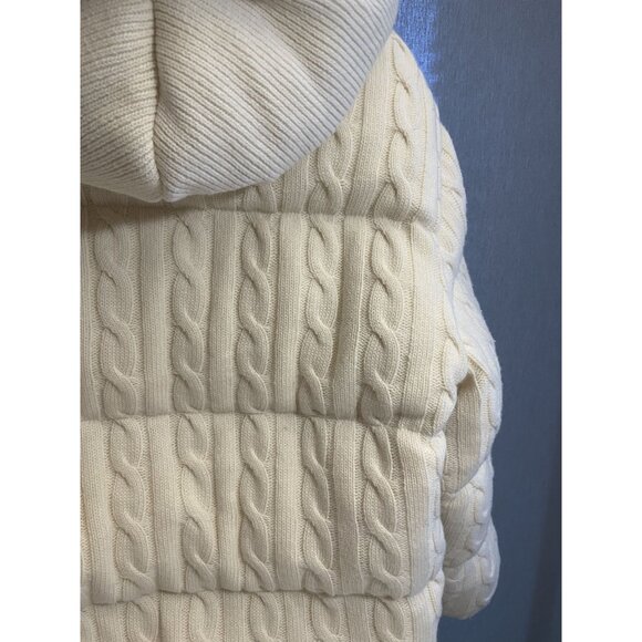 Miu Miu Womens Ivory Cable Knit Puffer Jacket With Hood & Full-Zip Closure - Picture 4 of 16